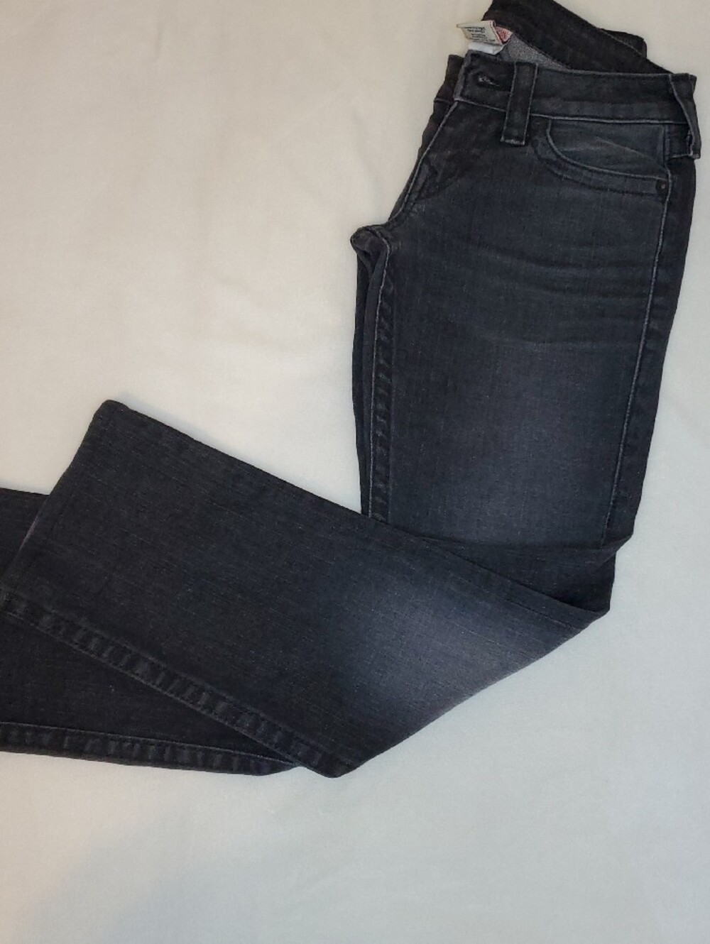 True Religion Women's Washed Black Straight-Leg Jeans